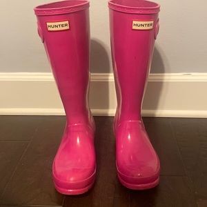 Hot Pink Hunter Tall Glossy Rain Boots